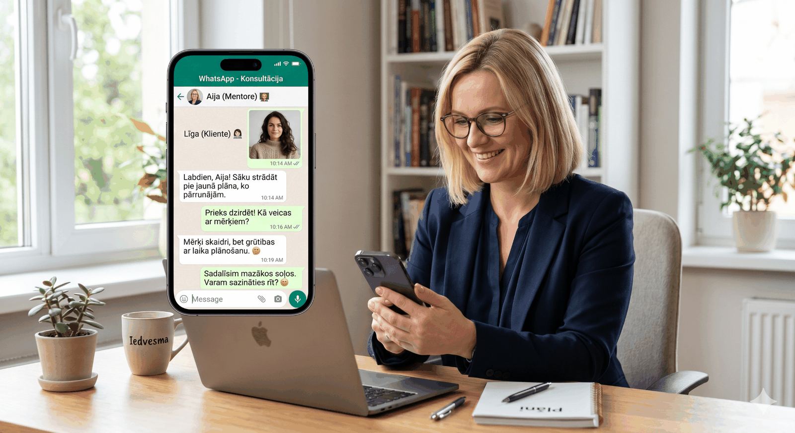 Konsultācija — sarakste — WhatsApp vai e-pasts
